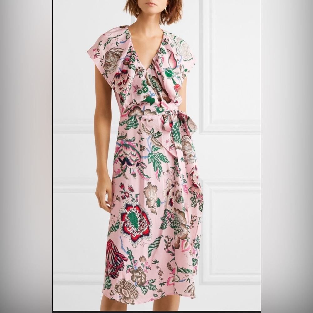Tory Burch Pink Floral Midi Dress